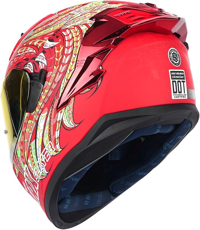 HAX Obsidian Pro Full Face Dual Visor Adult Motorcycle Helmet for Motorbike Street Bike with Pinlock Ready DOT Approved Slyer Red L