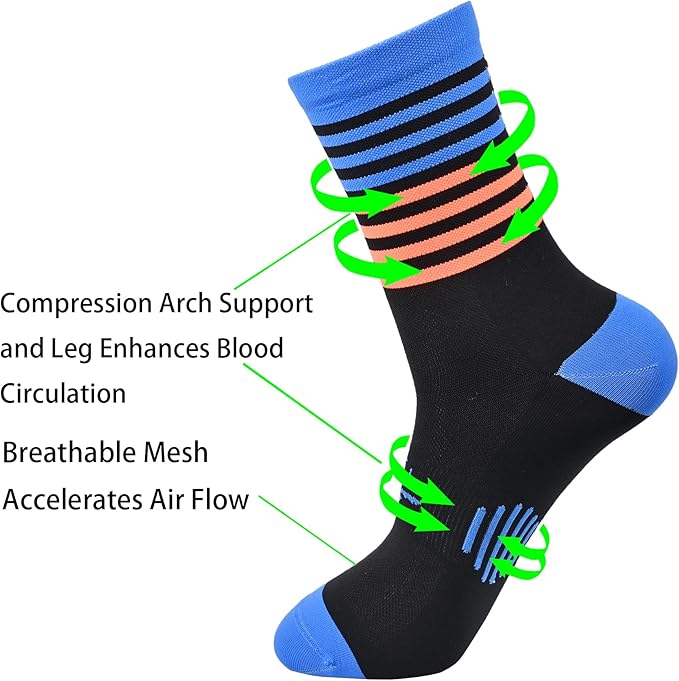 Mens and Womens Anti Odor Blister Resistant Seamless Thin Compression Quarter Crew Athletic Cycling Socks