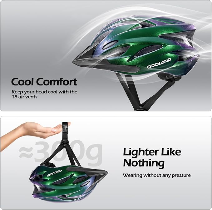 Odoland Adult Bike Helmet and Cycling Sunglasses Set for Men & Women, Safety Certified Bicycle Helmet with UV Protection Glasses for Mountain, Skating, Road, City Commuting & Outdoor Riding