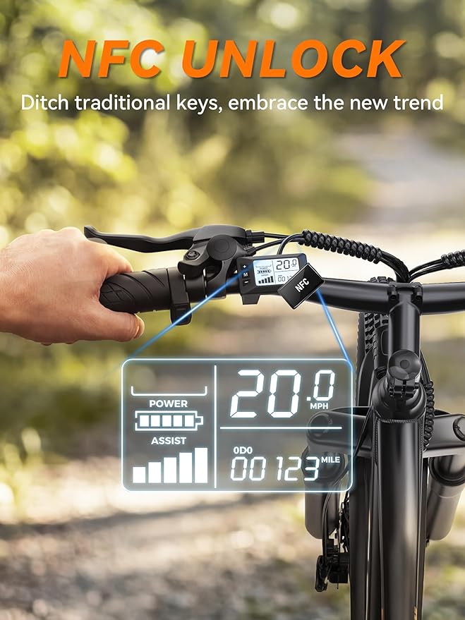 SD26 Electric Bike for Adult with NFC Unlock, 25MPH Peak 750W Ebike with 48V 13Ah & 60 Miles Max Range, 26" Commuter E-Bike for Men Women, UL 2849 Certified
