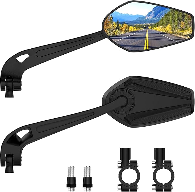 2PCS eBike Mirrors for 22-25mm handlebars, 360° Adjustable Bike Mirror Handlebar Mount, HD Scratch Resistant Handlebar Rearview Mirror, Bike Accessories for Ebike Mountain Road Bike