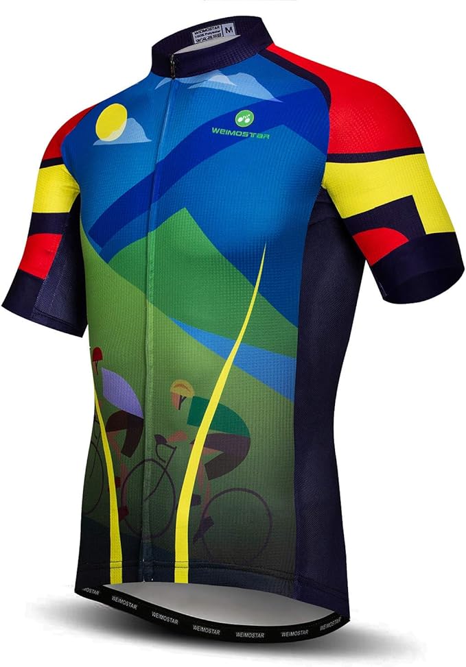 Men Cycling Jersey Skull Bike Short Sleeve Tops Quick-Dry Reflective 3-Pockets S-3XL