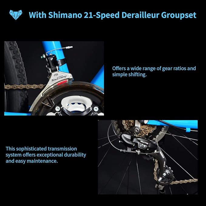 TRIFOX Aircraft-Grade Aluminum Alloy 26 Inch Mountain Bike with Shimano 21 Speed, Front Suspension Frok, Dual Disc Brakes, 15/17 Inch Frame for Men Women Boys and Girls