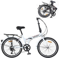 24" Folding Bikes for Adults 7 Speed City Commuting Folding Bicycle with Steel Frame/Front and Rear are V Brakes Compact Folding Bike for Adults Men and Wome No Assembly Required