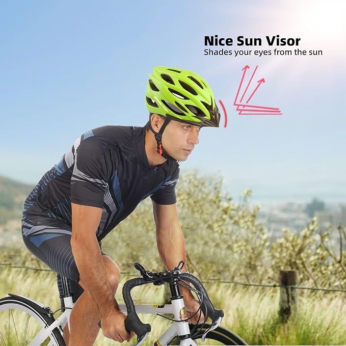 Basecamp Bike Helmet for Women Men with LED Safety Light Removable Sun Visor Lightweight Bicycle Helmet Adjustable Breathable Mountain & Road Cycling Helmets for Adult