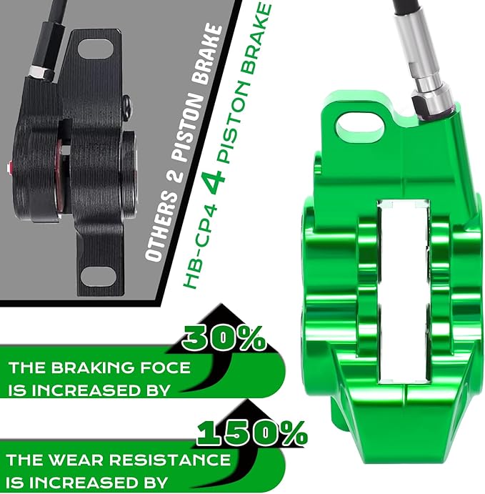 BUCKLOS MTB Hydraulic Disc Brake Set 4 Pistons Front 850mm and Rear 1550mm Hydraulic Brakes with Aluminum Alloy Lever with Caliper Ceramic Brake Pad Fit Mountain Bike,Ebike,Fat Bike HB-CP4 (Pre-Bled)