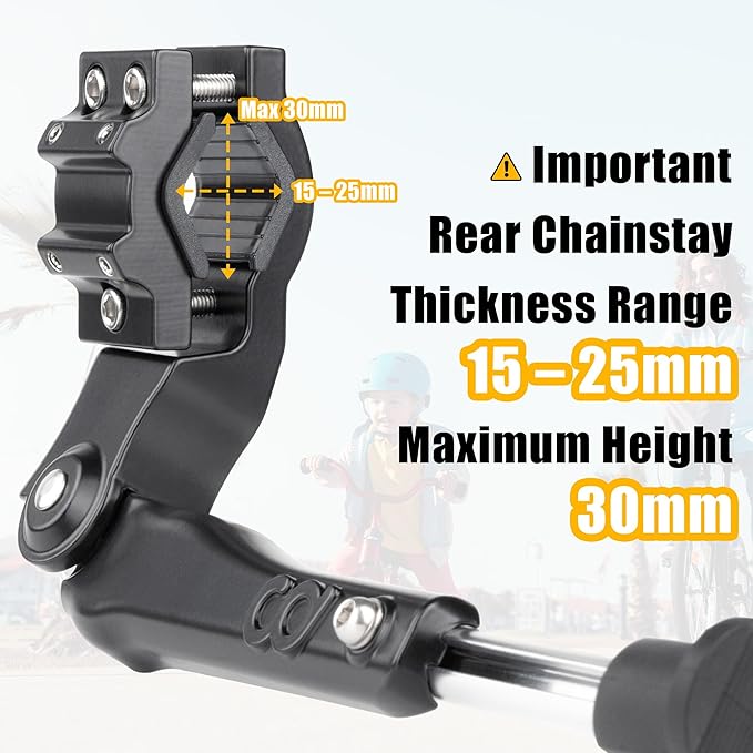 CyclingDeal Adjustable Rear Mount Bicycle Kickstand | Sturdy & Durable Bike Kickstand for 24-29" Adult & Kid Bicycles, MTB & 700C Road/Hybrid Bikes | Premium Quality Full Aluminium w/New Clamp Design