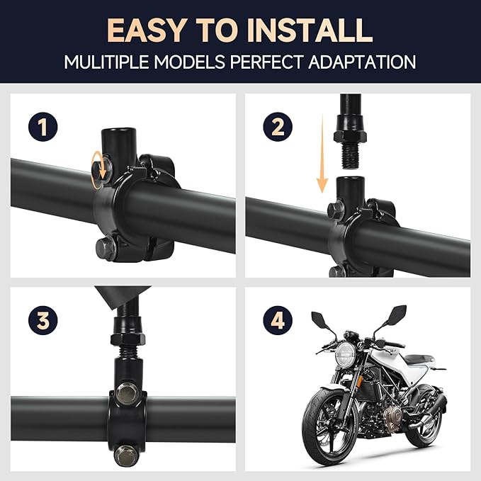 Motorcycle Rear View Mirrors with 8MM 10MM Bolts, 7/8" Handlebar Mount Clamp, Universal Hawk-Eye ATV Mirrors Compatible with Motorcycle Scooter Moped Snowmobile Dirt Bike and More(Carbon Fiber Style)