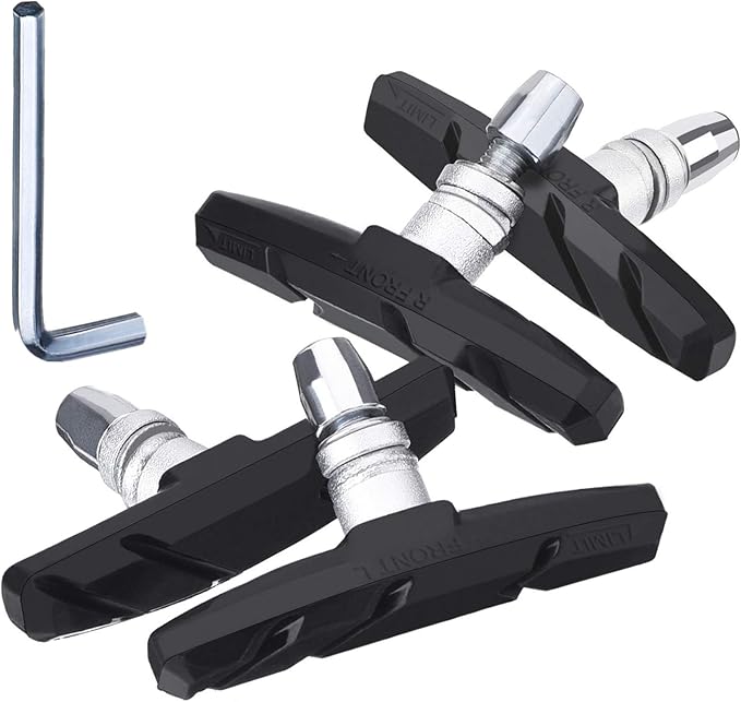 Hotop 2 Pairs V Bike Brake Pads with Hex Nuts and Spacers V Bicycle Brake Blocks Set 70 mm