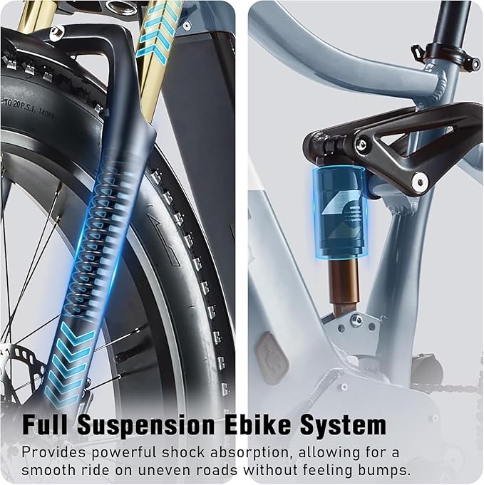 2026 Upgraded Dual Motors AWD Electric Bike for Adults 5000w/3000W/1500W Motor Dirt Ebike 40MPH/30MPH 52V/48V 30Ah/20Ah Battery Up to 90 Miles Long Range 26" Fat Tire Bicycle for Commute Mountains