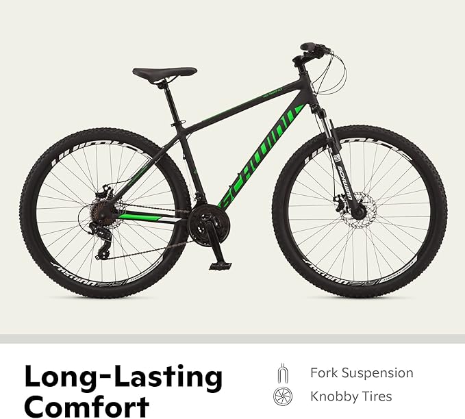 Schwinn High Timber Mountain Bike for Adult Youth Men Women Boys Girls, 24 to 29-Inch Wheels, 7 or 21-Speeds, Front Suspension, Aluminum and Steel Frame Options