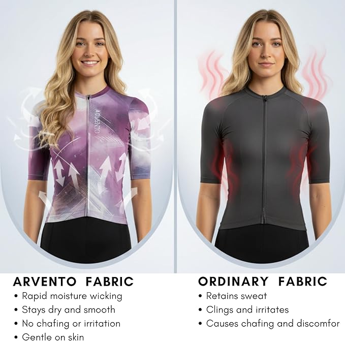 ARVENTO Unisex Cycling Jersey – Performance Fit, Breathable & Quick-Dry Short-Sleeve Road Jersey, 3 Rear Pockets