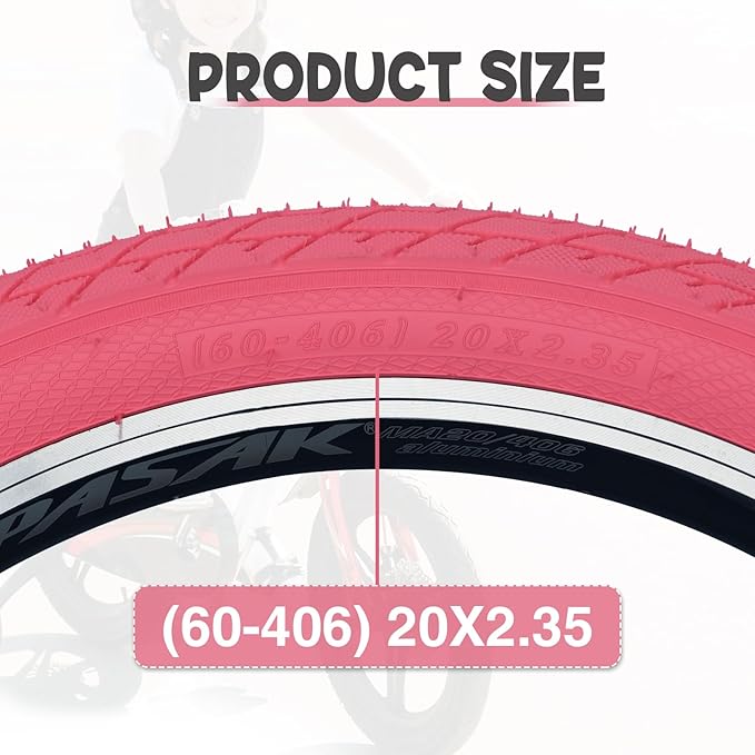 ZUKKA 20 x 2.35 Bike Tire 1/2 Pack 20 inch x 2.35 BMX Bike Tire Folding Replacement Tire for MTB Mountain Bike, BMX Bicycle Commuter Bike