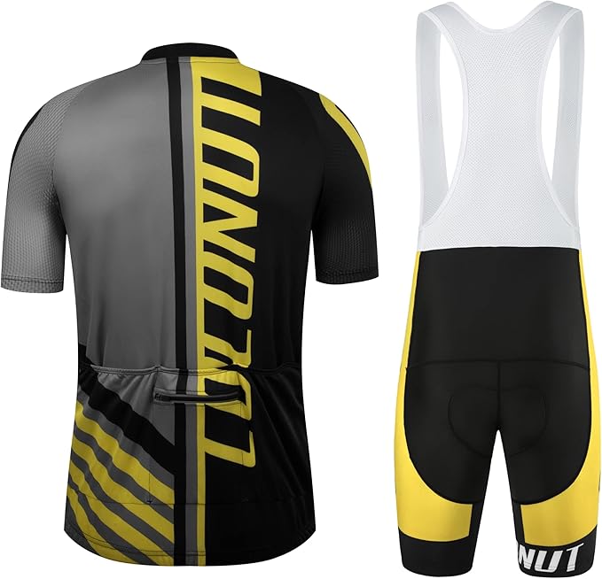 Coconut Ropamo CR Men's Cycling Jersey Set Road Bike Jersey Zipper Pocket Bib Shorts with 4D Padded Cycling Clothing Set