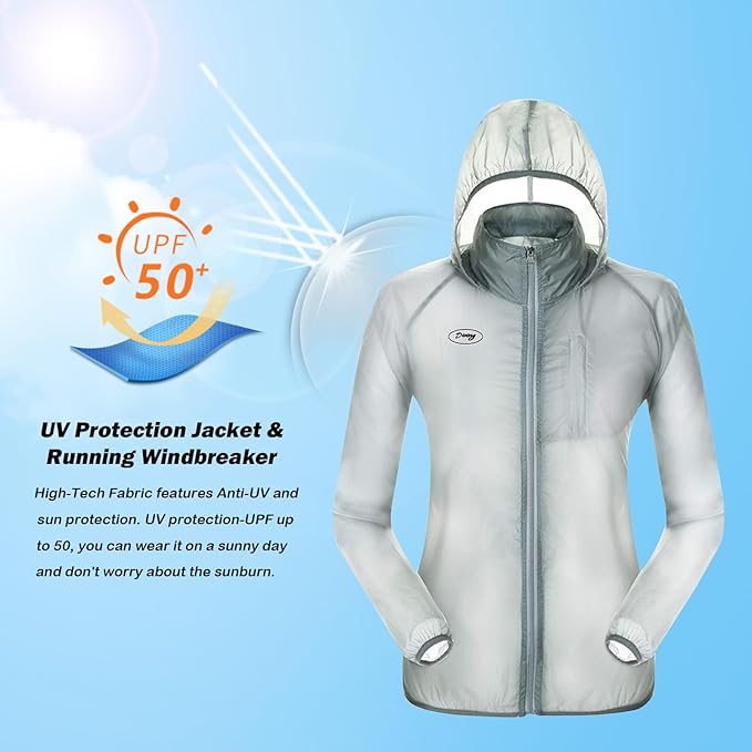 Sun Protection Jacket Ultra Light Thin Breathable Packable Outdoor Cycling Jacket Hoodie Skin Clothing for Men & Women