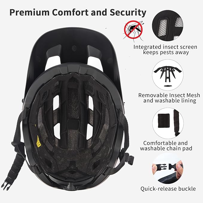 Mountain Bike Helmet for Adults - Dual Shell Lightweight MTB Bicycle Helmet Adjustable for Adults Men Women Youth
