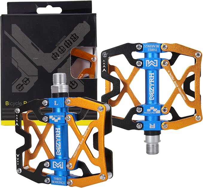 MZYRH Mountain Bike Pedals, Ultra Strong Colorful CNC Machined 9/16" Cycling Sealed 3 Bearing Pedals