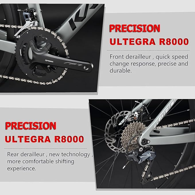 KABON Carbon Road Bike, 700C Carbon Fiber Frame Road Bike with R8000 22 Speed Disc Brake Racing Bicycle for Men and Women Adult