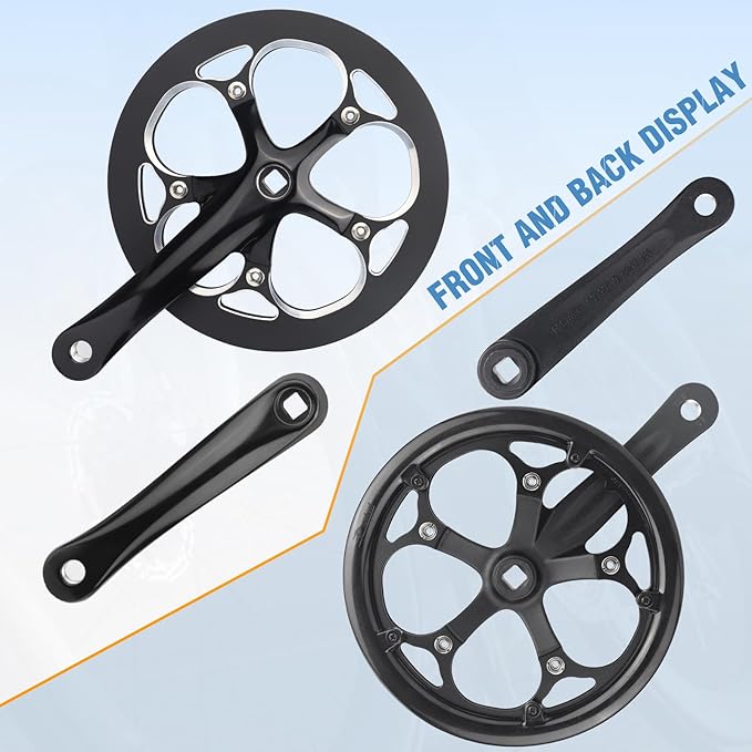 ZUKKA Bicycle Crankset 42/46/52 Teeth Aluminum Alloy Crankset with Double Chain Cover 170mm Arm for MTB Mountain Bike Compatible with 6/7/8/9/10 Speeds Bike Square Type