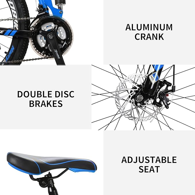 EUROBIKE Folding Bike,26” Full Suspension Mountain Bike, 21 Speed Folding Bicycle Men or Women MTB (G6 Blue)