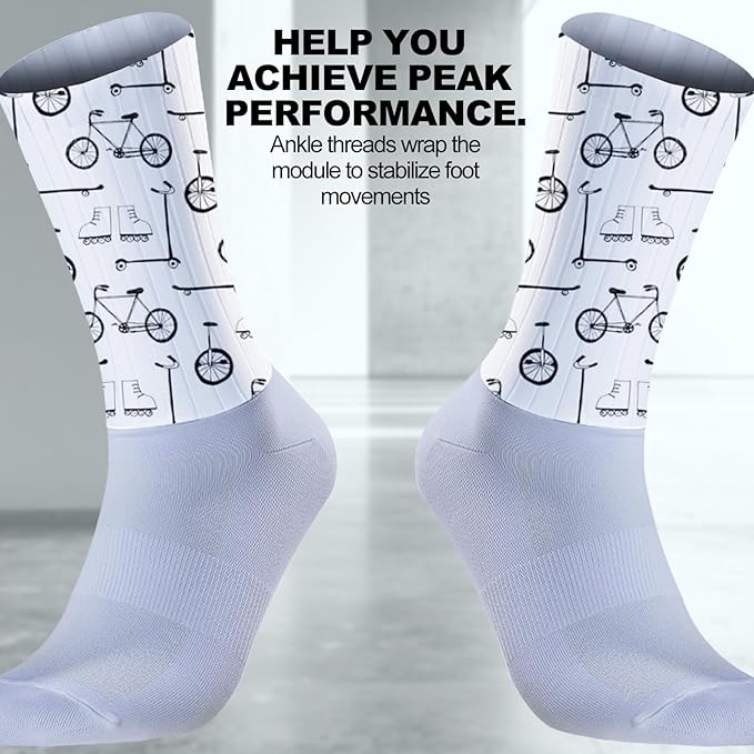 Cycling Socks Athletic Crew Socks Breathable Cushioned Compression Running Hiking Socks For Mens Womens