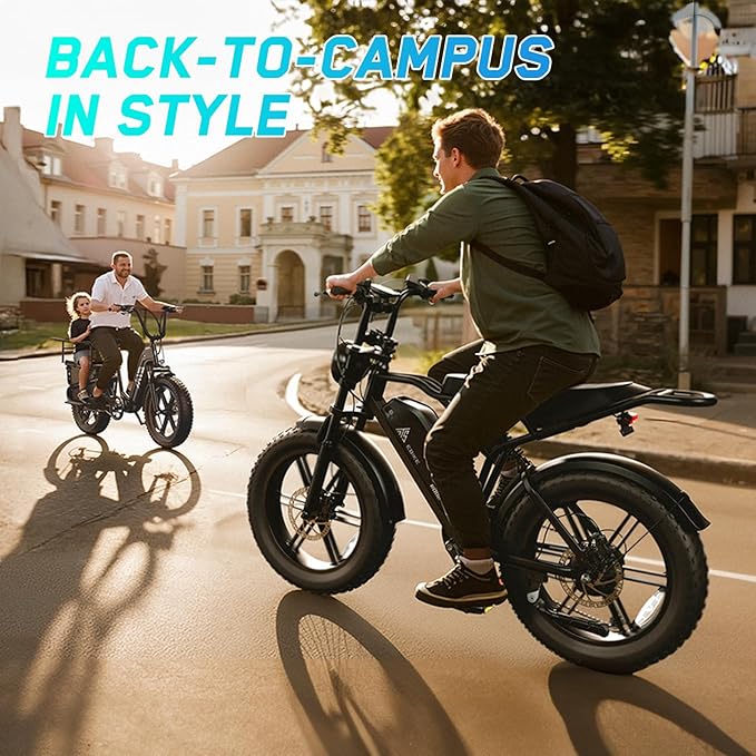 TST Electric Bike for Adults 1500W Peak 20" Fat Tire All-Terrain E-Bike 60/110 Miles 28 MPH Electric Dirt Bike - 48V 15/25 AH Battery Tested to UL 2849 Powered Electric Bicycle