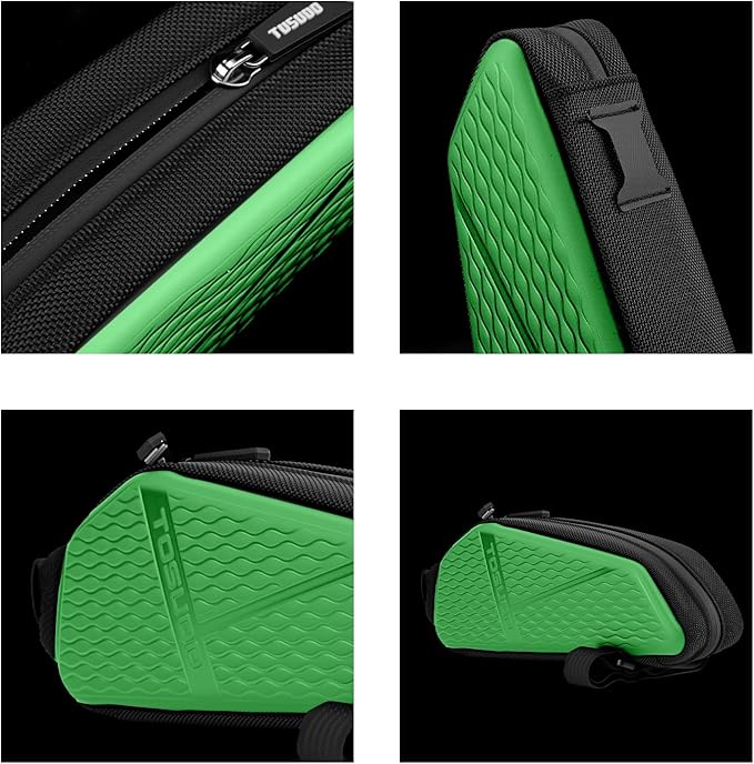 Bike Top Tube Bag, Small Front Frame Bag, Waterproof PU & EVA Hard Shell Bicycle Pouch for Phone & Tools, Cycling Accessories (1.2L)
