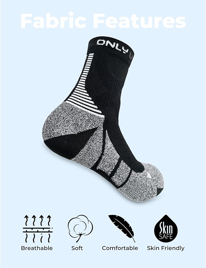 only U Quarter Running Socks – Premium Performance Moisture-Wicking Athletic Socks with Cushioned Anti-Blister Arch Support