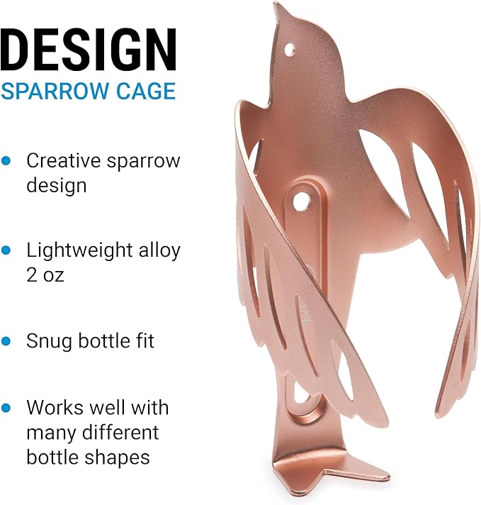 Portland Design Works Water Bottle Cage - Lightweight Water Bottle Holder for Bikes, Sparrow Cage, Rose Gold