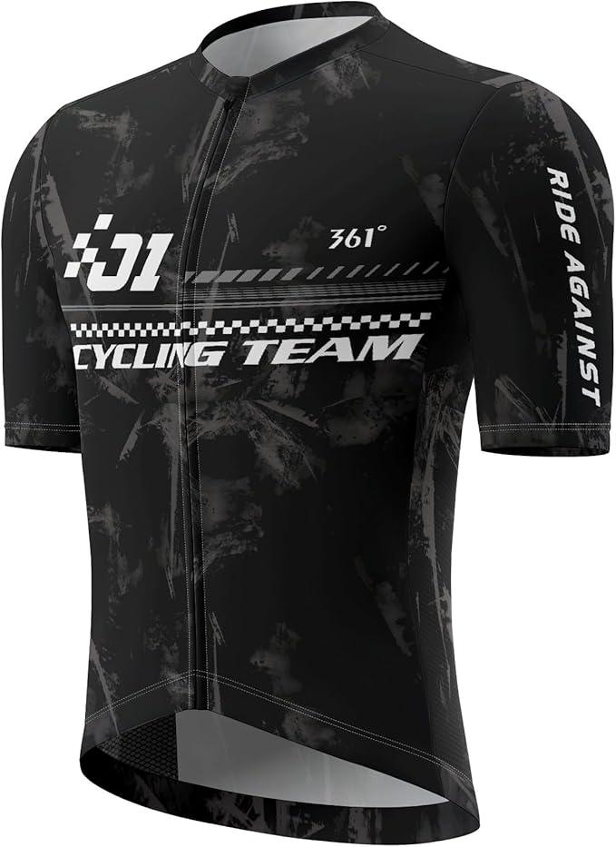 Men's Cycling Jersey Short Sleeve Breathable Quick Dry Bike Shirt Lightweight MTB Road Bicycle Jersey Full Zip 3 Rear Pockets