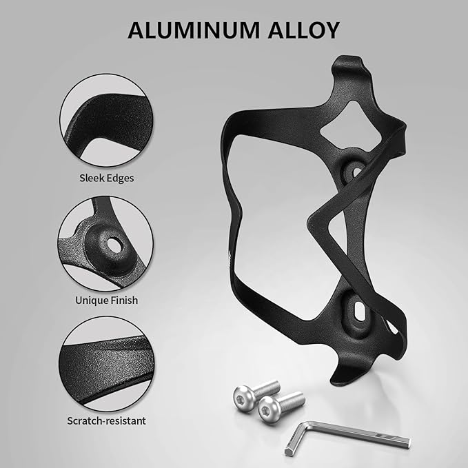 Bike Water Bottle Holder Bicycle Cage for Mountain Road MTB Gravel Adult Bikes Cycling Universal Carrier Rack 2 Pack Aluminum Alloy Ultralight Kettle Drink Accessories Black