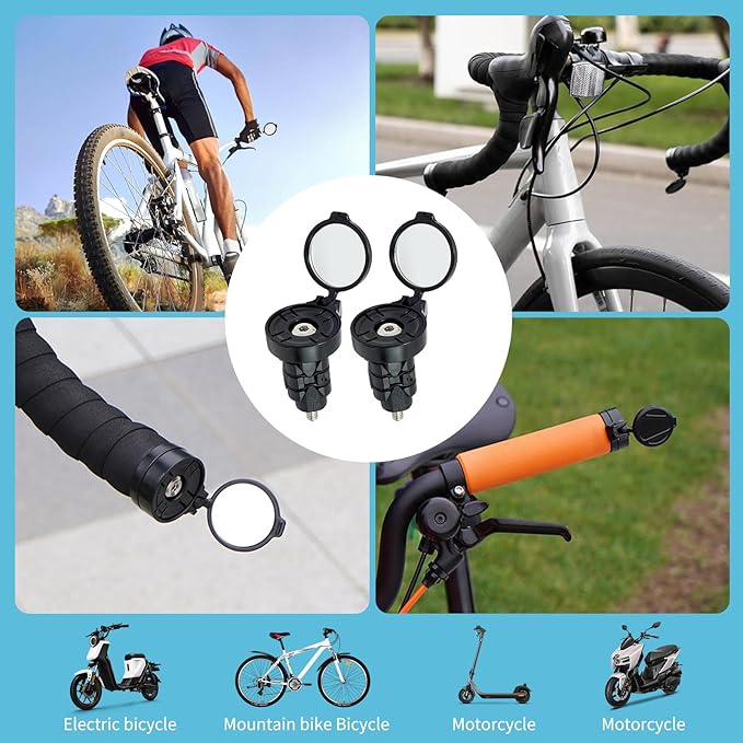 Bike Rear View Mirror for Handlebars, 2 Pack 1.18" Bike Handlebar Mounted Mirror with Allen Wrench - HD Wide View Convex Rearview Mirrors for Mountain Road Bikes