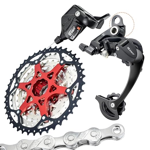VG Sports 8 Speed MTB Groupset Bike Chain 11-42T Cassette 1x8 Speed Rear Derailleur& Shifter (8S 11-42T Set)