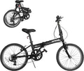 20 inch Folding Bike,7 Speed Lightweight City Commuter,Foldable Bike for Adults with Aluminum Frame Step Through Collapsible Bike for Women Men Seniors(Black/White/Blue/Pink)