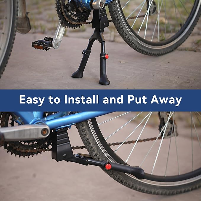 Adjustable Bike Kickstand, Center Mount Bike Double Leg Kickstand Aluminium Alloy Bicycle Kickstand for 24, 26, 27.5, 29 Inch Adult Bikes, Perfect for Cruiser, Road and Hybrid Bike