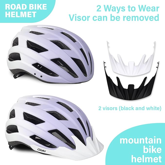 Bike Helmet for Adults Women Men Youth Kids, Lightweight Mountain Road Bicycle Cycling Helmets with Adjustable Dial & Removable Visor