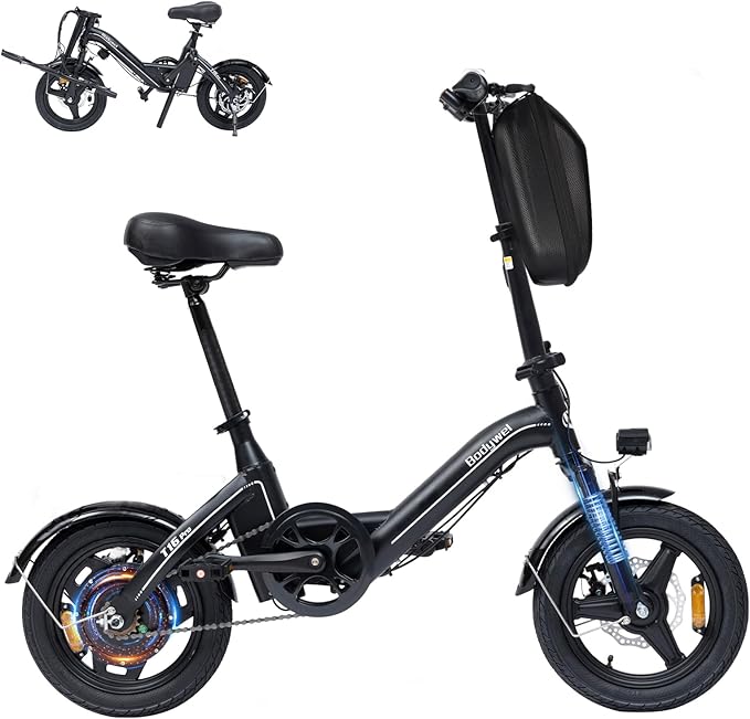 Bodywel Electric Bike for Adults, 14"/16''/20'' Ebike for Commuting, 750W/1500W Peak Motor Electric Bicycles, Foldable EBikes for Adults and Teens