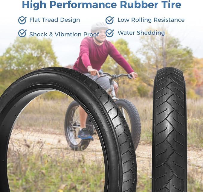 yeesport 26x3.0 Folding Fat Bike Tire with Inner Tube & Levers, 26 Inch Fat Tire Replacement for Mountain Bikes and Ebikes, Commuter Bicycle Tire for City Streets, Beach, Light Off-Road