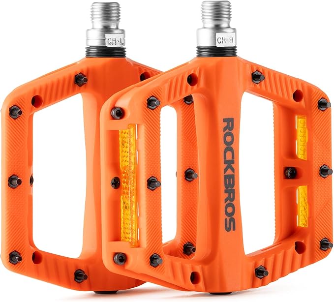 ROCKBROS Mountain Bike Pedals Bicycle Nylon Pedals 9/16 Inch Sealed Bearing Lightweight Platform for Road Mountain BMX MTB Bike