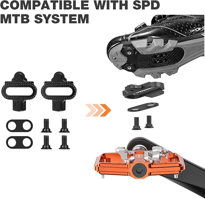 CXWXC Mountain Bike Pedals Compatible with Shimano SPD Cleats - Dual Sided Plat & Clip Pedal, 9/16” Bicycle Platform and Clipless Pedals for Road, MTB, and Hybrid Bikes