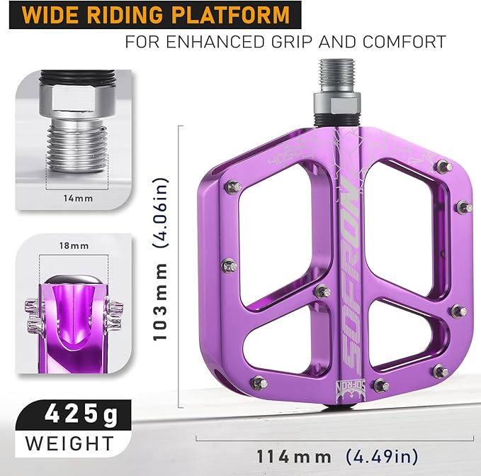 Lightweight Bike Pedals - Non-Slip Mountain and Road Bicycle Pedals for BMX