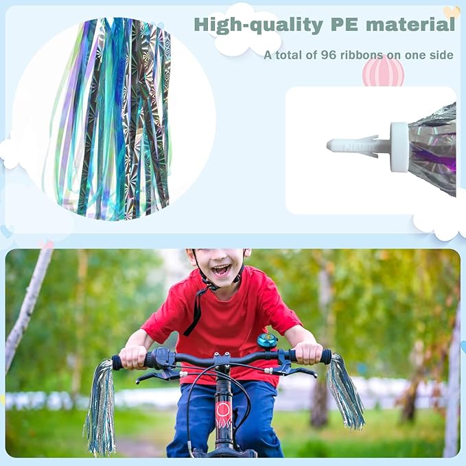Kids Bike Bell with 2 Pcs Bike Streamers for Girls, Cute Children's Bicycle Accessories