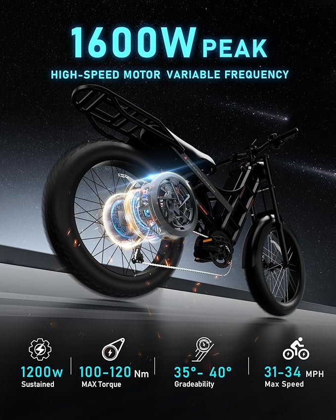 eAhora 5600W Romeo Pro 3 Dual Motor Electric Bike for Adults 50MPH, 60V70A, 26x4 Fat Tire Full Suspension All Terrain Ebike for Men Women, Up to 200 Miles for Snow Off-Road Commuter Mountain E-Bike