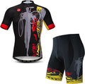 Hotlion Men's Cycling Jersey Sets Gel Pad Summer Bike Clothing Suit Breathable Bike Clothes with 3 Rear Pockets