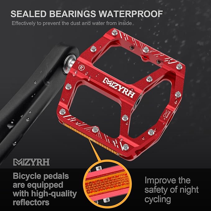 MZYRH Mountain Bike Pedals MTB Pedals,9/16" Non-Slip Lightweight Aluminum Alloy Bicycle Pedals for Road Mountain BMX MTB