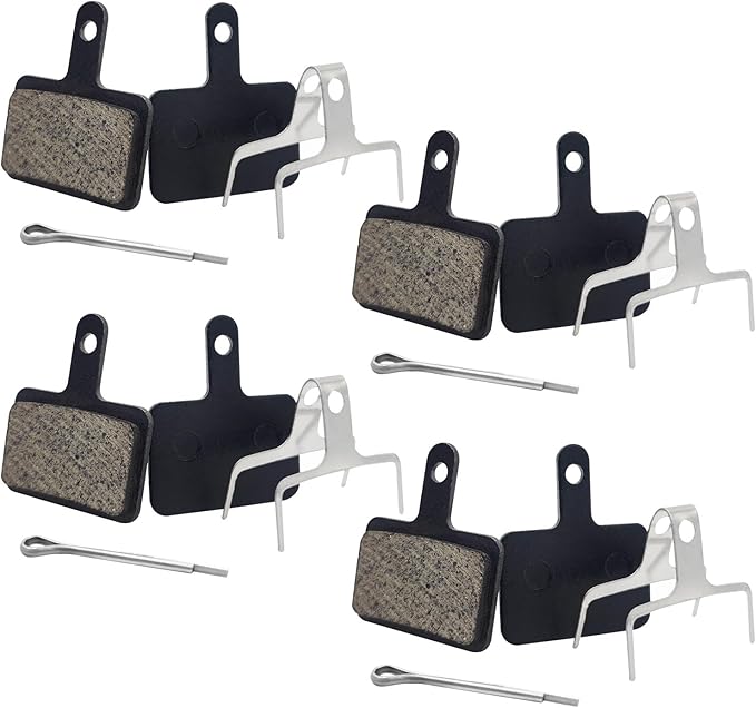 BlingKingdom 4 Pairs Bicycle Disc Brake Pads, Resin Brake Pads Replacement, Compatible with M315 M355 M515 M525 C501 C601 M375 M395 M415 M416 M446 M465 M475 M485 M486 (Black)