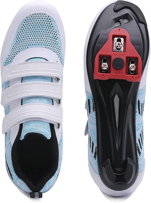 Unisex Road Bike Cycling Shoes Compatible with Peloton Shimano SPD Bike Riding Shoes for Men Women, 3 Straps, Pre-Installed Delta Cleats for Indoor Outdoor Cycling Biking