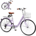 Foldable Cruiser Bike 7-Speed Cruiser Bike 26Inch Women Bicycle with Ergonomic Upright Frame, Effortless 7-Speed Shifting and Lightweight Design for Adult Men and Women