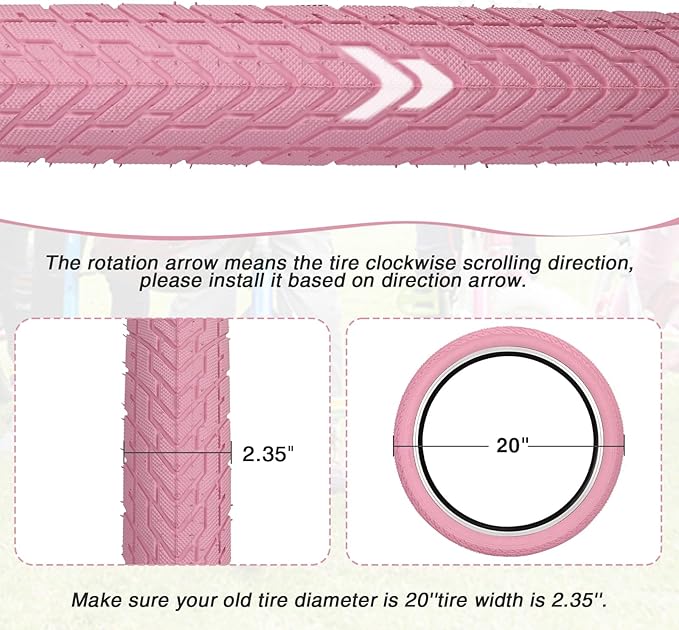 ZUKKA 20 x 2.35 Bike Tire 1/2 Pack 20 inch x 2.35 BMX Bike Tire Folding Replacement Tire for MTB Mountain Bike, BMX Bicycle Commuter Bike