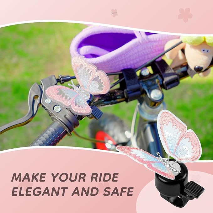 Kid's Bike Bell, Bicycle Horn for Girls, Children’s Bike Bells with Butterfly Design - Cute DIY Bicycle Bell for Girls, Crisp Sound, Easy to Install